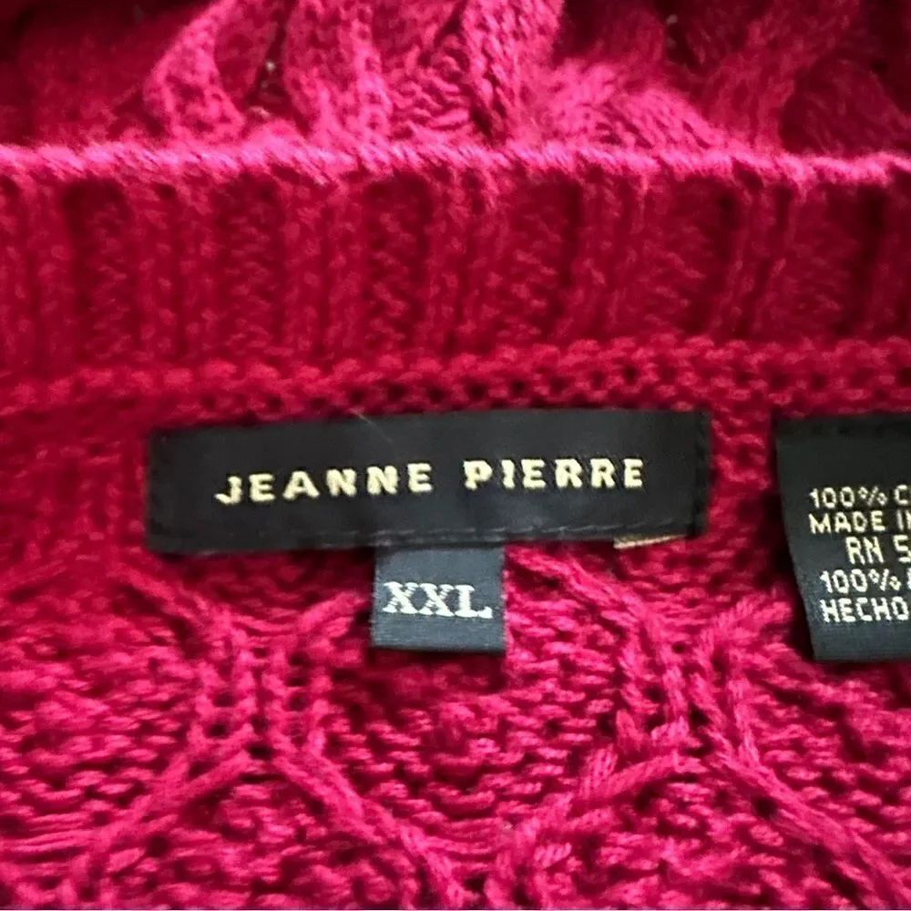 Jeanne Pierre Sweater Red Knitted Cotton Round Neck Long Sleeve size XXL - Picture 5 of 6